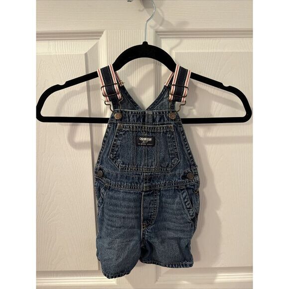 Oshkosh B'Gosh Baby 12 Months Boys Girls Denim Jeans Overalls‎ Shorts - Picture 1 of 7